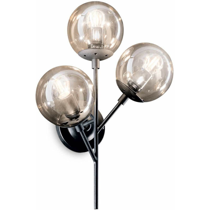 01-ideal Lux - KEPLER schwarze Wandleuchte 3 Glühbirnen