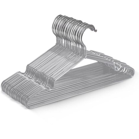 Keplin Grucce Metallo Premium Rivestito in Gomma - Confezione da 20, Salvaspazio, Organizzazione, Robuste Stampelle Abiti per Armadi, Stand Appendiabiti e Binari (Grigio)