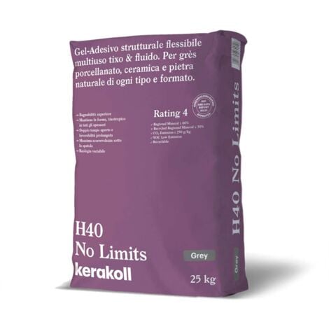 Kerakoll H40 NO LIMITS adesivo flessibile multiuso piastrelle 25 KG grigio