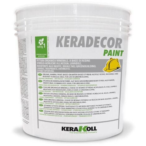 Kerakoll KERADECOR PAINT pittura stirolo acrilica lavabile 4LT