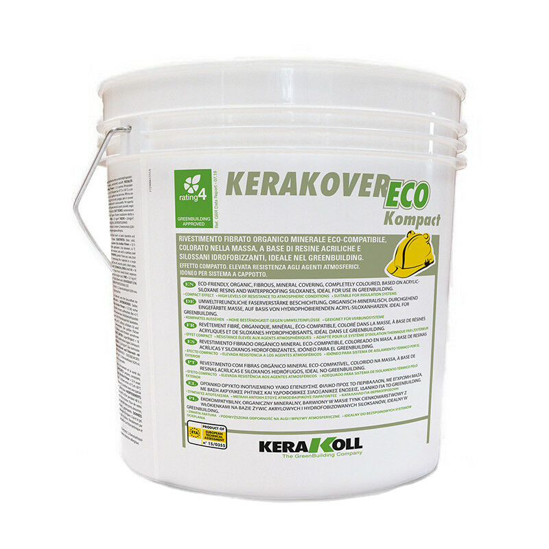 Kerakoll - kerakover kompact fine 25 kg - rivestimneto fibrato organico minerale eco a base di resine acriliche base bianca