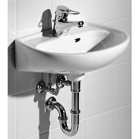 Keramag Handwaschbecken Renova, 271045000, runder Waschtisch, Waschbecken mit Überlauf, für Gäste-Bad, 45 x 34 cm , Weiß , 03826 3