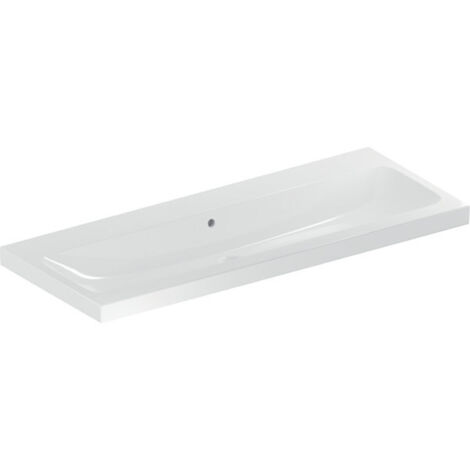 Keramag – Lavabo Geberit iCon Light 120 cm x 48 cm – Céramique blanche – Rectangulaire sans trou pour robinet – Encastrable