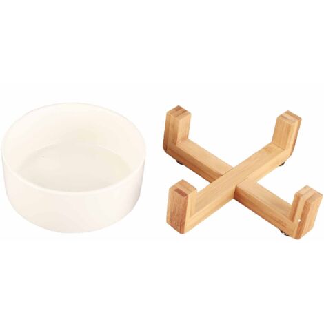 Keramik-Blumentopf mit Holzständer – Rustikales Design für Tischdekoration, Weiß/Grau/Grün/Rosa – Durchmesser 14,5 cm, Modern