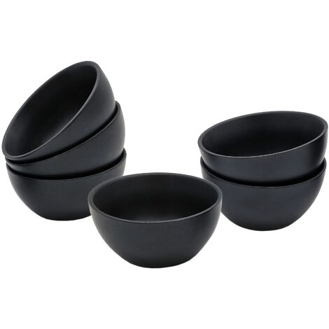 Keramik Dip Schale schwarz matt - 6er Set - Snack Saucen Schüssel - Dessertschälchen Servierschale klassisch