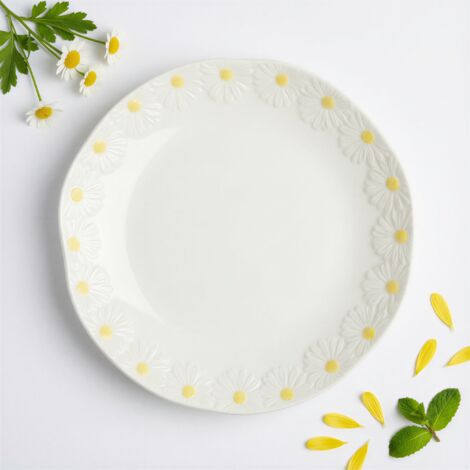 KERAMIK-FRÜHSTÜCKS- UND DESSERTTELLER 21 CM, ELEGANTES DESIGN, GÄNSEBLÄTTER-LINIE