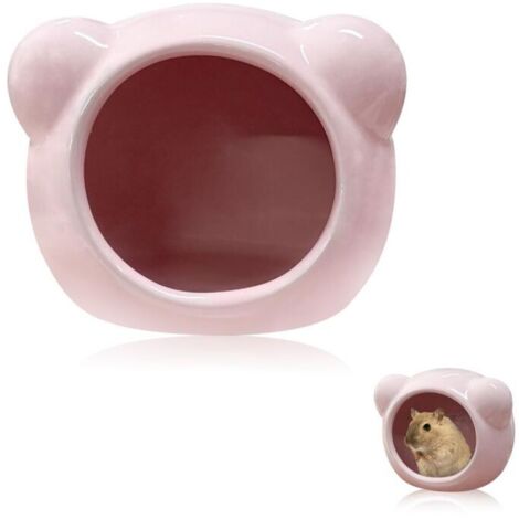 Keramik-Hamsterhaus, entzückendes, tierförmiges Versteck, hübsche Sommerdekoration für Kleintiere, geeignet für Zwerghamster (rosa)