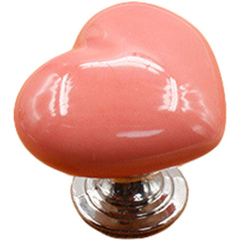 Keramik-Herzgriff für Möbel - ManoMano - [S/38mm] - Einzigartiger dekorativer Griff für Schrank/Tür/Schublade (Rosa)