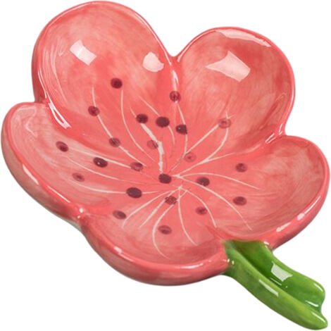 Keramik-Seifenschale mit schnell ablaufendem Wasser – Blumenförmiger Aschenbecher fürs Badezimmer – 14 cm x 5 cm – Gelb, Rot, Rosa, Weiß – Dekoratives Design