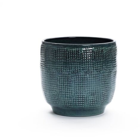 Keramik Übertopf Ø30cm Höhe 28cm, Graugrüner Blumentopf für Innen & Außen, Pflanzkübel Balkon Terrasse