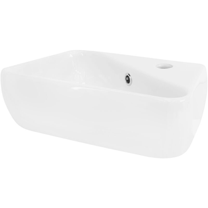 Luxebath - Ml-design Waschbecken Aus Keramik In Weiß 45x27x13 Cm, Eckig, Hahnloch Rechts, Wandmontage/aufsatzwaschbecken, Design Waschtisch Mit
