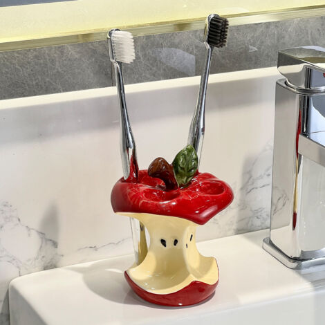 Keramik-Zahnbürstenhalter in Apfelform  4 Fächer & kreatives Design-lsw