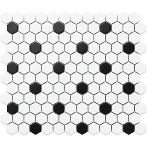 Keramikmosaik auf Netz für Bad oder Küche 30 cm x 26 cm - White Honey