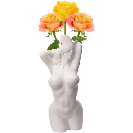 Keramikvase Feminine Form Weiß 9 x 7 x 28 cm 650 g Modernes Dekor