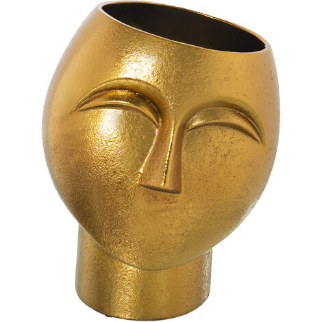 Keramikvase Gesicht Gold 30 cm 22x22x28cm, Mund: ° 15 cmpor Alle Stile, um dem Haus eine Note zu verleihen