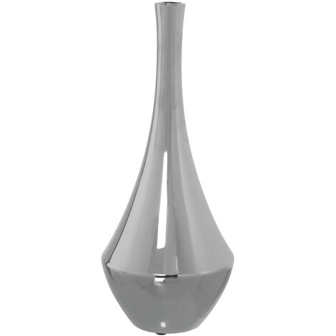 Keramikvase Silber ° 17x39cm für alle Stile, um dem Haus eine Berührung für alle Stile zu verleihen, um dem Haus eine Note zu verleihen