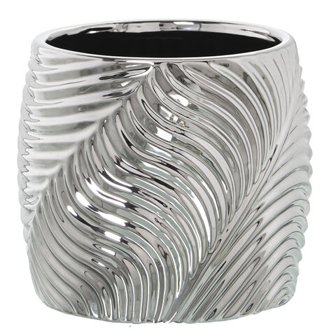 Keramikvase Silber ° 20x18cm für alle Stile, um dem Haus eine Berührung für alle Stile zu verleihen, um dem Haus eine Note zu verleihen