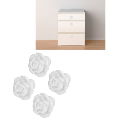 Keramischer Türgriff – 4 Stück, Design Rosé und Weiß – Maße 40 x 30 mm, für Schränke und Aufbewahrung