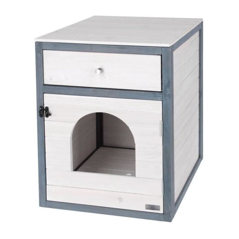 Kerbl - Armoire pour chat Ida - Blanc/bleu - 58x45x60cm