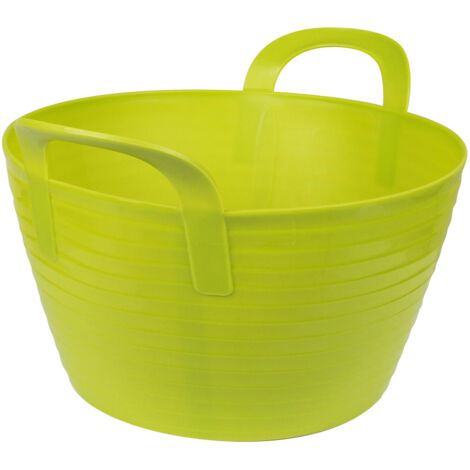 Seau flexible 28L en plastique jaune – Poignées pour transport facile – Utilisation comme mangeoire ou abreuvoir – Modèle profond – Kerbl