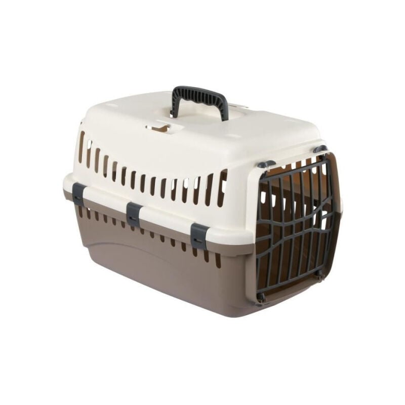 Box de transport pour chien - expedition - 48x32x32cm - Creme et taupe - Sécurisé voiture - Kerbl