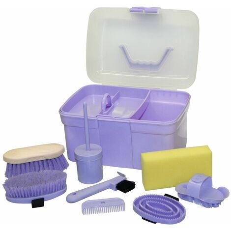 Kerbl Coffret de nettoyage complet pour enfants Set de pansage violet pour chevaux Brosses de pansage