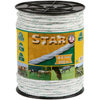 Kerbl Electric Fence Rope Star 200 m White-green 6 mm 44538