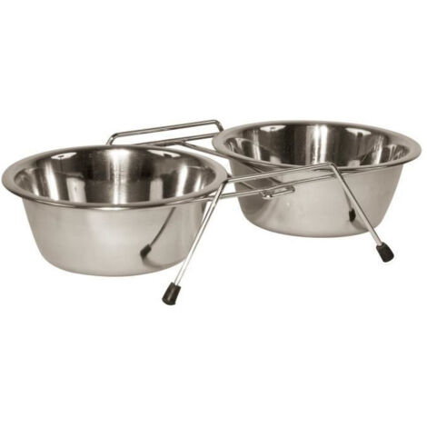 Kerbl Kerbl Chien Gamelles Inox et Support 2x1800 ml 