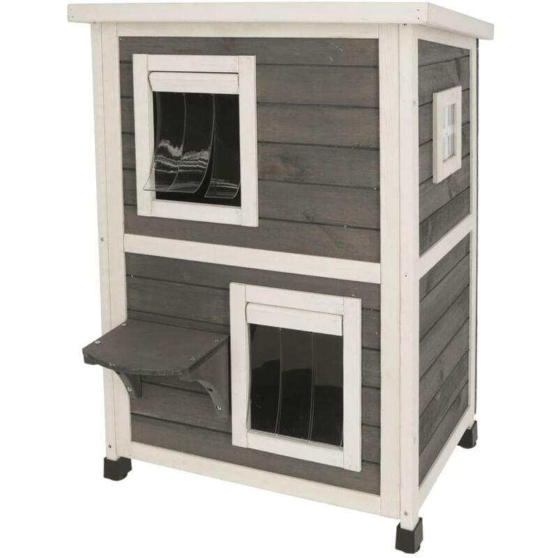 Maison d'extérieur pour chats Family 57x55x80 cm Gris et blanc Kerbl