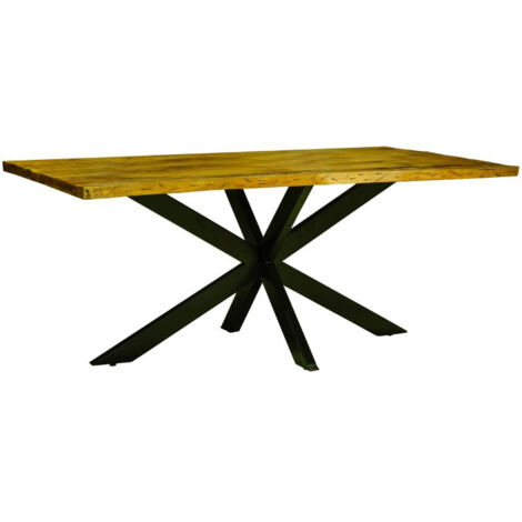 Kerela Artificial Edge Spider Leg Dining Table - Mango Wood/Iron - L100 x W200 x H76 cm - Mango PP Saw Finish