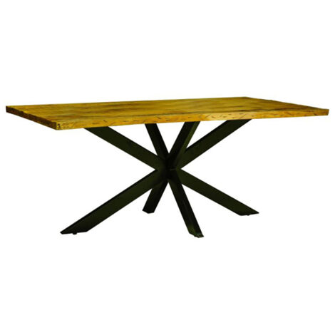 Kerela Artificial Edge Spider Leg Dining Table - Mango Wood/Iron - L80 x W140 x H76 cm - Mango PP Saw Finish