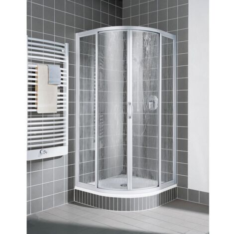 Kermi Duschkabine Nova 2000 Viertelkreis Gleittüren R48 1850x770-785x17mm Kerolan Fontana 3mm Silber Mattglanz An. li/re