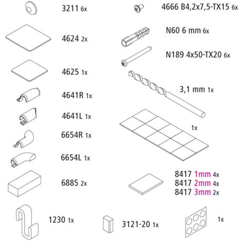 Kermi EBLI036 Set Montagekleinteile