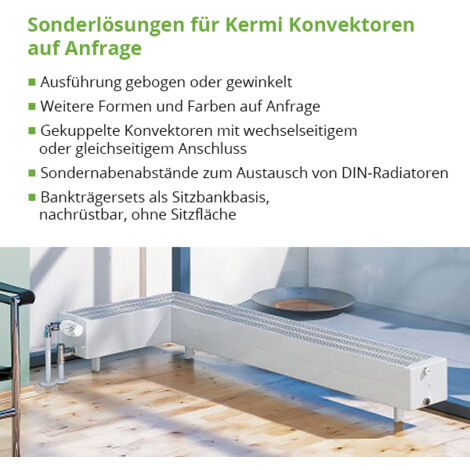 Kermi Kermi Konvektor Konvektoren Ventil KNV Typ 54, HxLxT: 210x600x255 mm, Farbe: weiß, Ventilposition: rechts, 6 bar, Abdeckung: ohne, Wärmeleistung 75/65-20: 1255 Watt, KNV540210602R2K