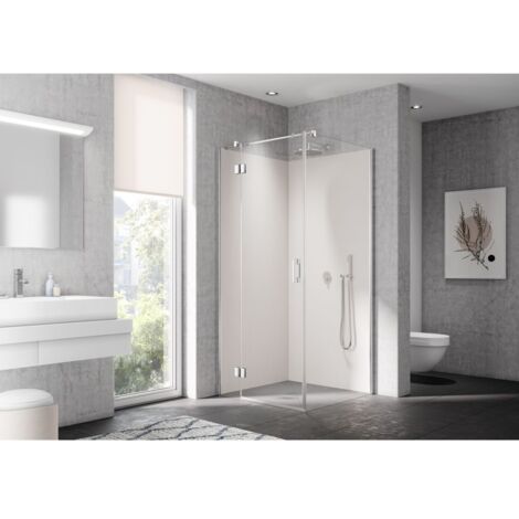Kermi LIGA porte battante SNL 750 x 2000mm argent ultra brillant verre trempé transparent