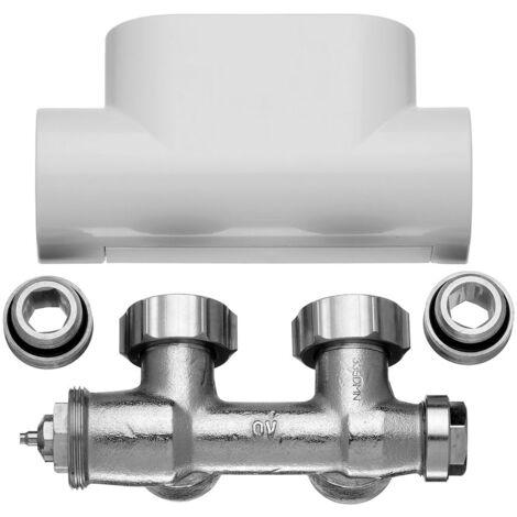 Kermi Ventilhahnblock Set E-w Eckform Blende weiß