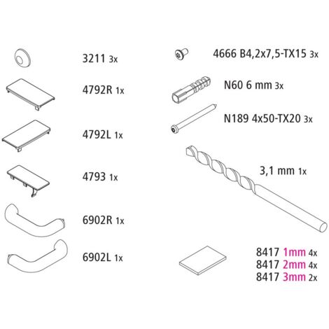 Kermi ZBLI047 Set Montagekleinteile Farbe: silber hochglanz