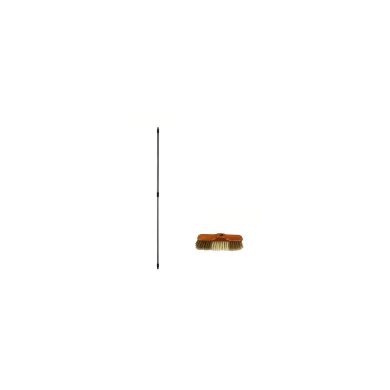 Keroppa - pack balai parquet beige + manche à balai télescopique 0,8-1,5 m, parquet, filaments synthétiques, universel réglable et réglable