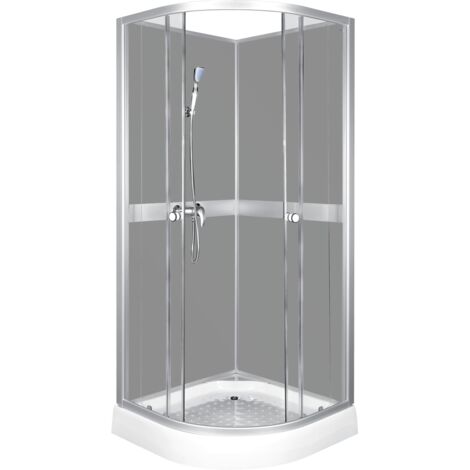 KERRA CLASSIC GREY Duschwand + Wasserhahnanschluss + Badewannenarmatur / 80 x 80 cm