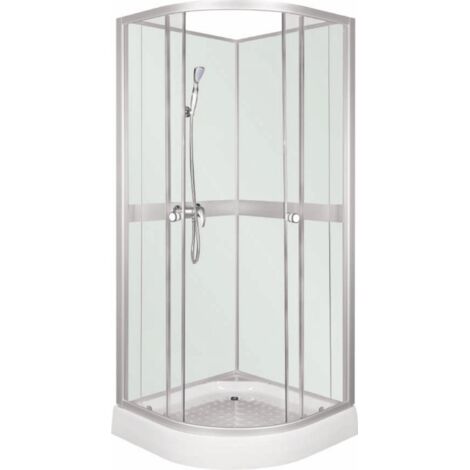KERRA CLASSIC WHITE Duschwand + Wasserhahnanschluss + Badewannenarmatur / 80 x 80 cm