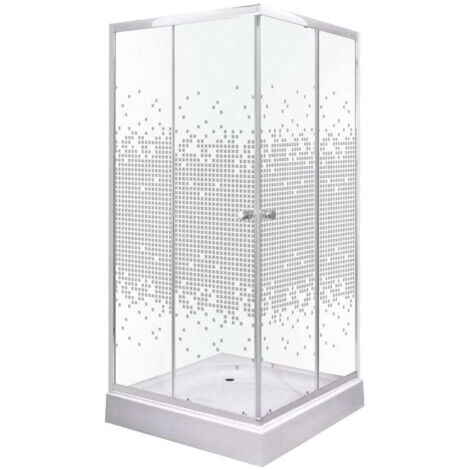 KERRA PIXEL SQ WH Duschwand + Duschwanne / 80 x 80 cm