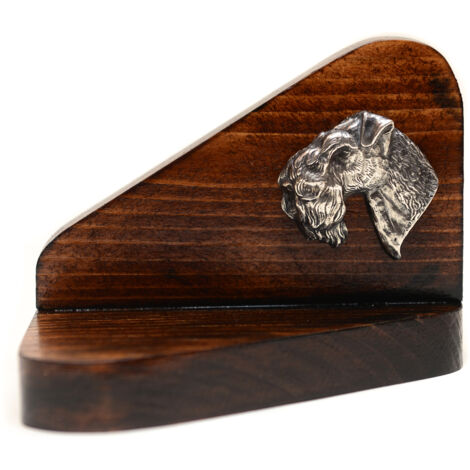 Kerry Blue Terrier, Irish Blue Terrier I - candelabro in legno con un cane, portacandele, memoriale per cani di Art-Dog