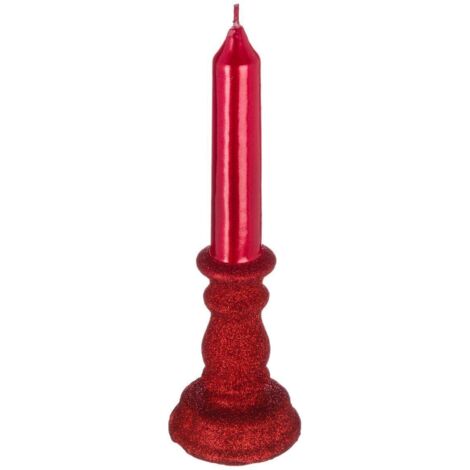 Kerze Candle Glitter H.20cm rot - Feeric lights & christmas
