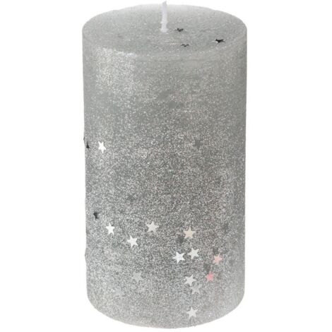 Kerze, glitzernd, Höhe 12 cm, 340 g, Rot - Fééric Lights and Christmas