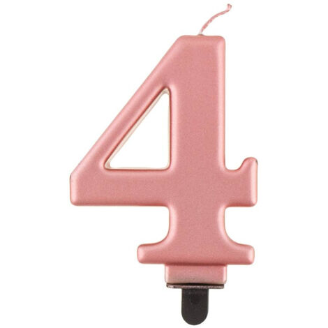 Kerze Nummer 4, Roségold metallic, 8 cm