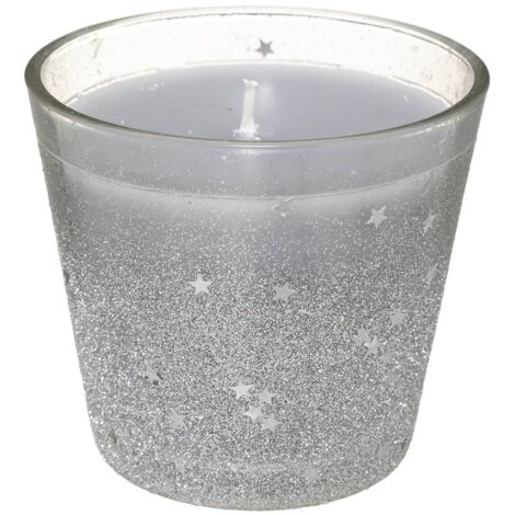 Kerze Windlicht Glitter Silber 190 g im Glas - Feeric lights & christmas