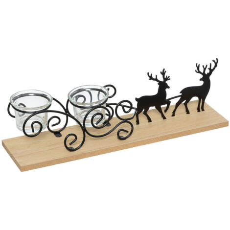 Kerzenhalter aus Metall für Teelichter, Rentiere, 45 cm