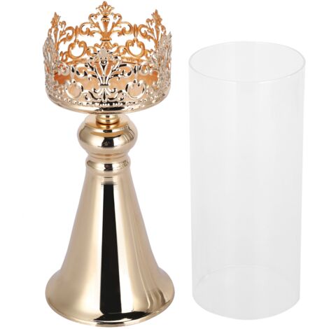 Kerzenhalter aus Schmiedeeisen und Glas, europäischer Stil mit goldenen Akzenten, elegante Hochzeitsdekoration
