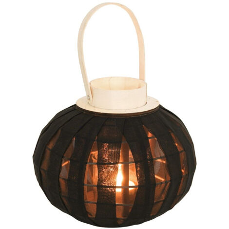 Kerzenlaterne aus Holz, schwarz, 22 cm