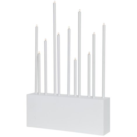 Kerzenleuchter Buzz 11 Lichtquellen Holz Metall weiß H 43cm